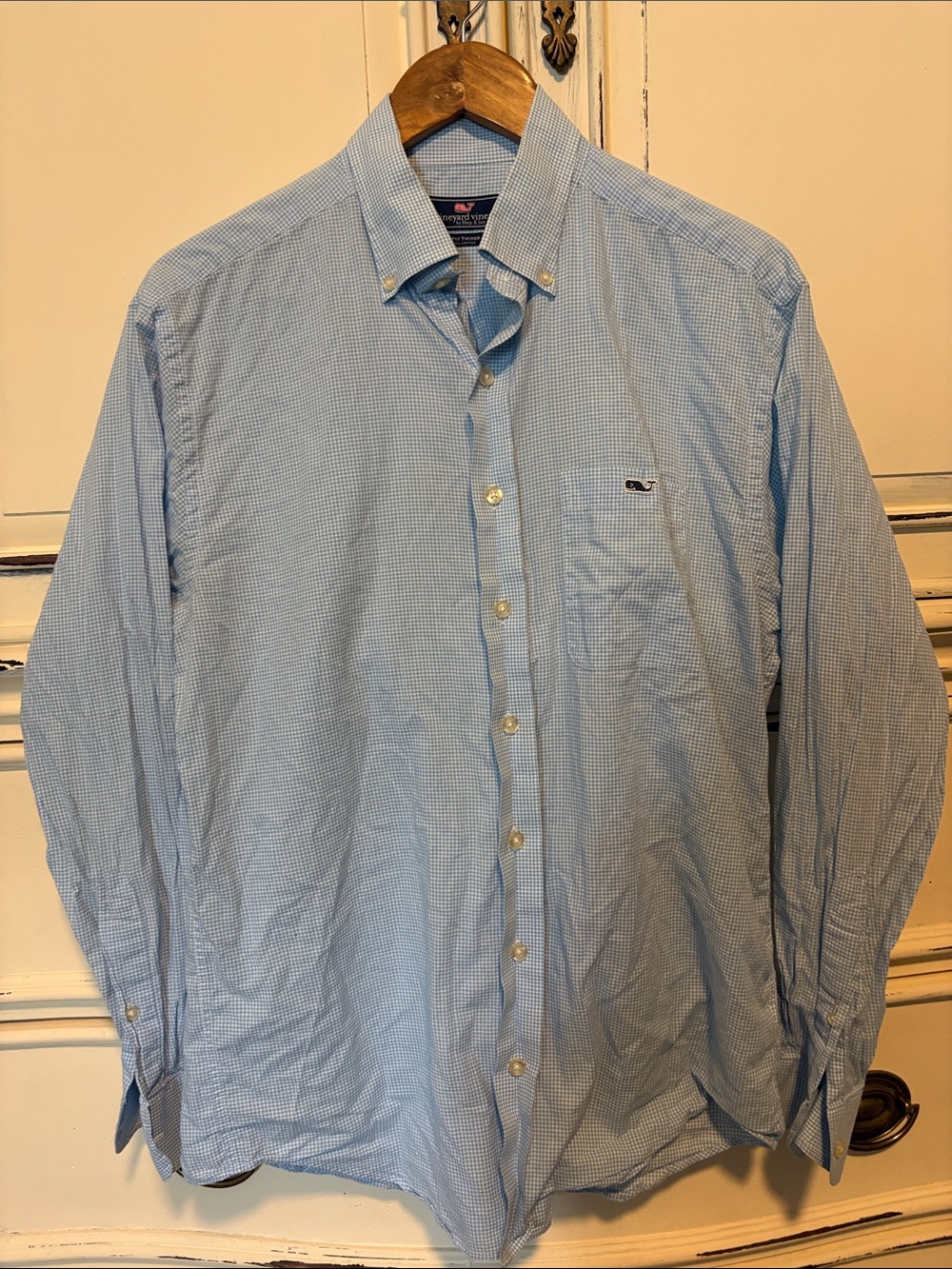 Vineyard Vines Light Blue Micro-Check Button-Down Dress Shirt